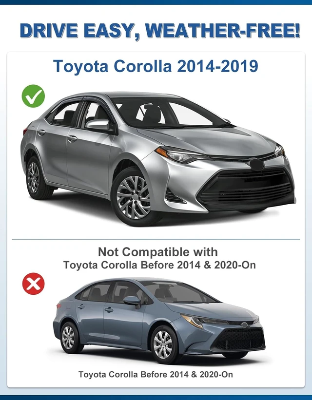 Alt view image 2 of 7 - Tape-on Window Visors Rain Guards for 2014-2019 Toyota Corolla