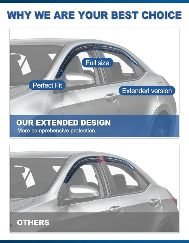 Alt view image 5 of 7 - Tape-on Window Visors Rain Guards for 2014-2019 Toyota Corolla