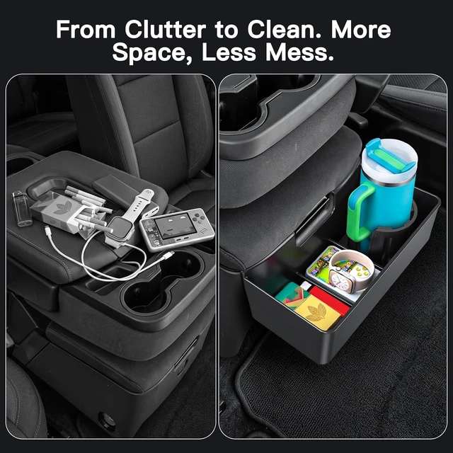 Alt view image 3 of 7 - Center Console Organizer with Cup Holders for Chevy Silverado/Sierra 1500