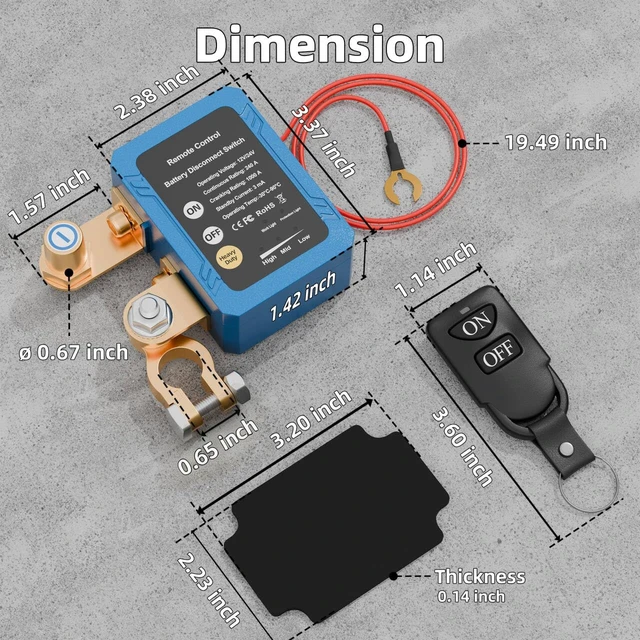 Alt view image 2 of 7 - 12V/24V 240A Remote Battery Disconnect Switch, Anti-Interference Kill Power Cut Off Switch with Voltage Protection for Car Truck RV Marine Boat