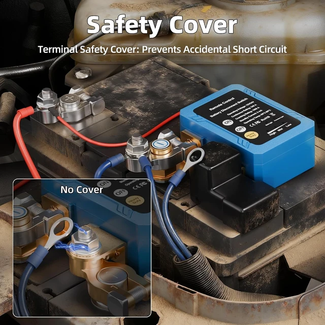 Alt view image 3 of 7 - 12V/24V 240A Remote Battery Disconnect Switch, Anti-Interference Kill Power Cut Off Switch with Voltage Protection for Car Truck RV Marine Boat