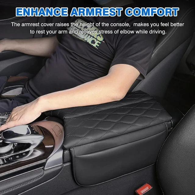 Alt view image 5 of 7 - Center Console Cover for 2015-2021 Mercedes Benz C Class C300 W205 /2016-2022 GLC Class /2019-2024 EQC, Anti-Scratch Leather Waterproof Armrest Console Cover with Storage Pockets (Black)