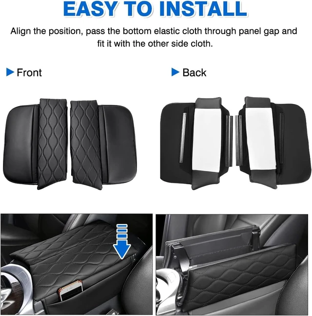Alt view image 7 of 7 - Center Console Cover for 2015-2021 Mercedes Benz C Class C300 W205 /2016-2022 GLC Class /2019-2024 EQC, Anti-Scratch Leather Waterproof Armrest Console Cover with Storage Pockets (Black)