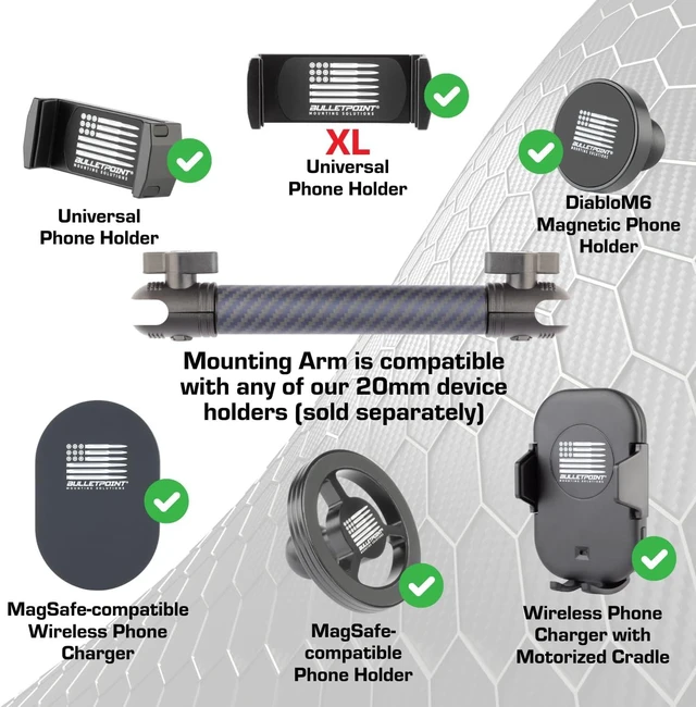 Alt view image 3 of 5 - Mounting Solutions Dash Mount 8.26" Arm Compatible with iPhone and Android Smartphones - Fits 20mm Attachment Ball
