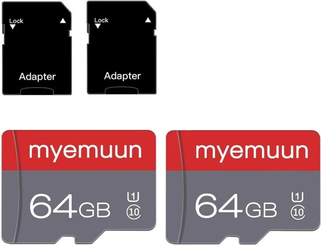 Main image of 2 Pack 64 GB Micro Memory Card with Adapter, TF Memory Card Class 10, Mini Memory Card for Smartphone/Tablet/Camera/Personal Computer (64GB*2)