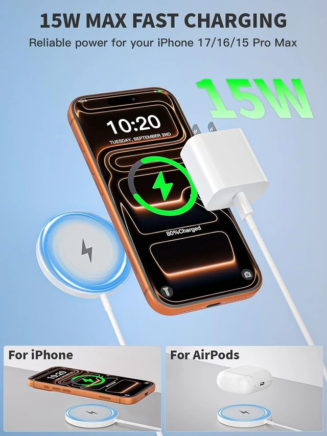 Alt view image 2 of 7 - Magnetic Wireless Charger 6FT Fast Mag-Safe Charger Magnet Charging