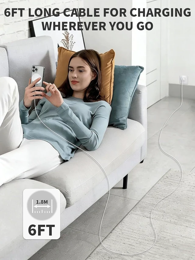 Alt view image 7 of 7 - Magnetic Wireless Charger 6FT Fast Mag-Safe Charger Magnet Charging