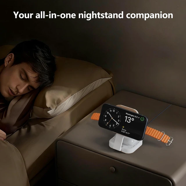 Alt view image 6 of 7 - 3 in 1 Mini Foldable Charging Station for Devices, Wireless Charger Stand for Magsafe for iPhone 17/Air/16/15/14/13/12 Series, Watch Series, AirPods pro/2/3/4, Gifts for Women Men (Golden)