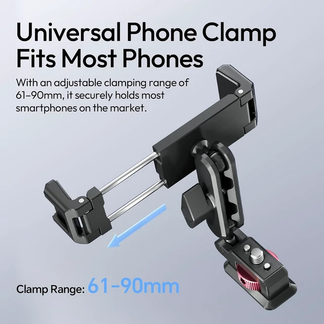 Alt view image 5 of 7 - MA56 4-in-1 Metal Phone Tripod Mount with Cold Shoe & Arca Swiss Plate, 360° Adjustable Hot Shoe Camera Phone Mount for iPhone, Compact All-in-One Adapter for Smartphone Photography & Video