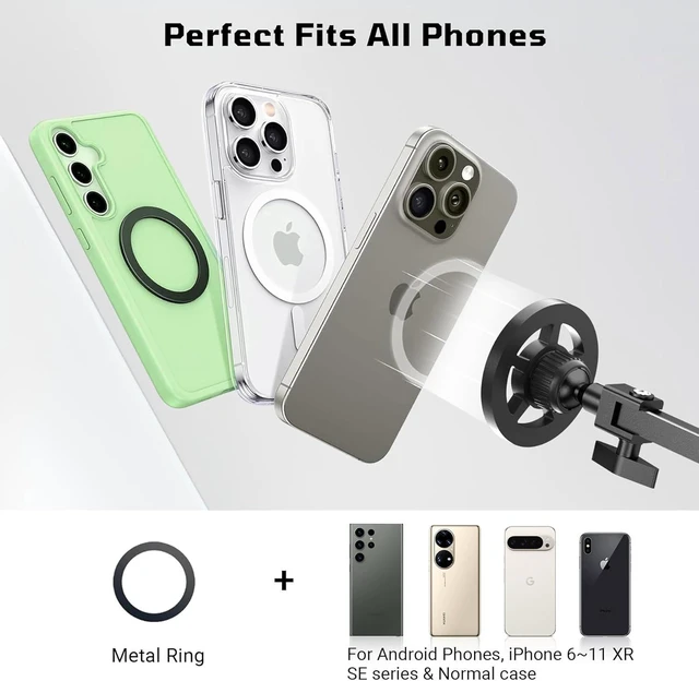 Alt view image 4 of 7 - Floor Magnetic Phone Holder for Bed Laying Down, Adjustable Bedside Phone Stand for iPhone Magsafe, Headboard Cell Phone Mount for Reading
