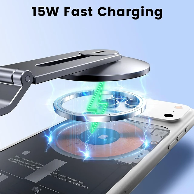 Alt view image 2 of 7 - Tesla Phone Mount with 15W Fast Charging, Foldable Hidden Car Holder for Tesla Model 3 / Y/Cybertruck, 360° Rotatable Dashboard Screen Bracket with Ultra-Strong N52 Magnets
