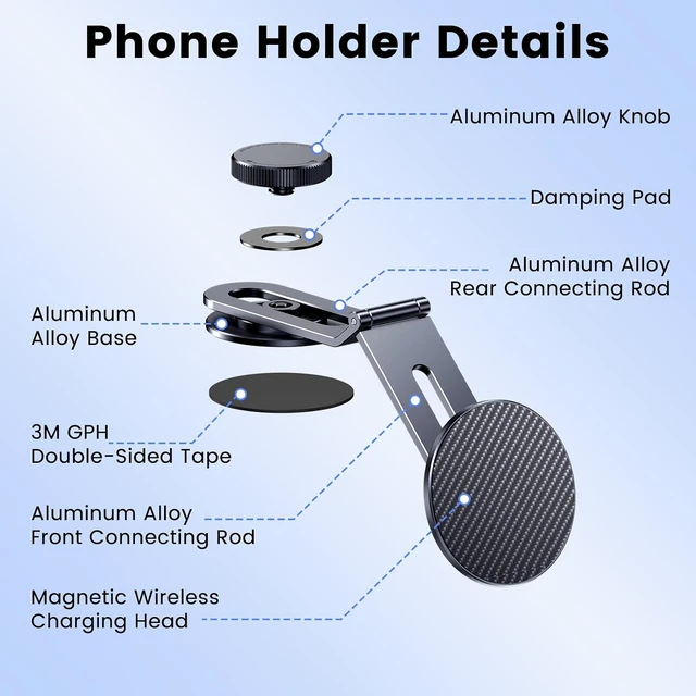 Alt view image 7 of 7 - Tesla Phone Mount with 15W Fast Charging, Foldable Hidden Car Holder for Tesla Model 3 / Y/Cybertruck, 360° Rotatable Dashboard Screen Bracket with Ultra-Strong N52 Magnets