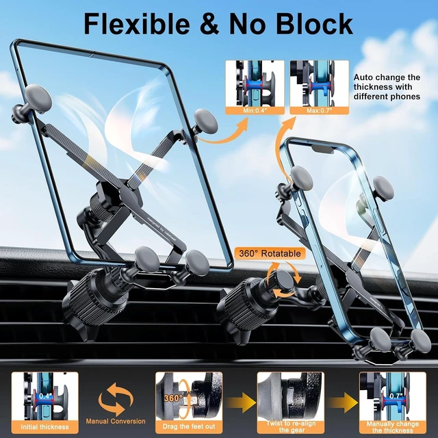 Alt view image 3 of 7 - Z Fold 8 Car Mount Accessories, Gravity Linkage, Long Arm Vent Clip