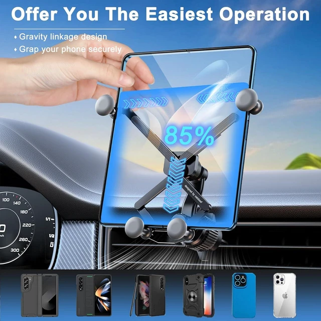 Alt view image 5 of 7 - Z Fold 8 Car Mount Accessories, Gravity Linkage, Long Arm Vent Clip