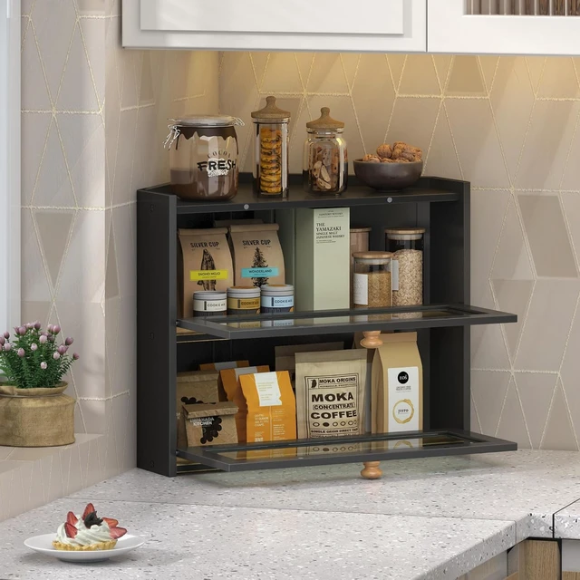 Alt view image 6 of 7 - Corner Bread Box for Kitchen Countertop Bamboo Bread Holder