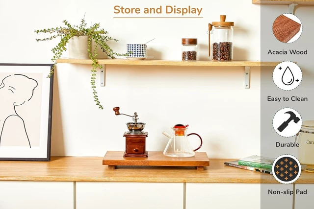 Alt view image 2 of 7 - Large 16" Acacia Wood Riser Pedestal Stand for Kitchen Counter