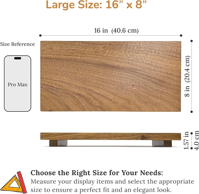 Alt view image 3 of 7 - Large 16" Acacia Wood Riser Pedestal Stand for Kitchen Counter