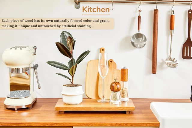 Alt view image 4 of 7 - Large 16" Acacia Wood Riser Pedestal Stand for Kitchen Counter