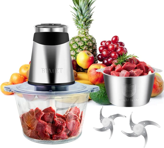 Main image of 500W Meat Grinder 2×8-Cup Bowls 2 Blades Food Chopper