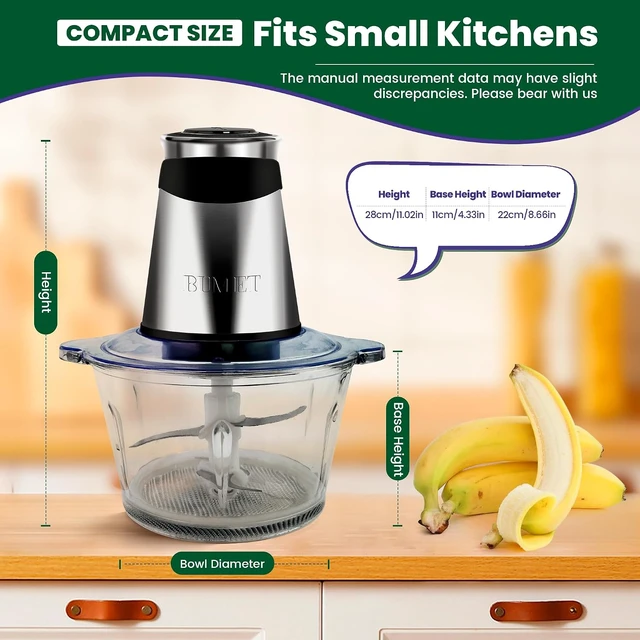 Alt view image 2 of 7 - 500W Meat Grinder 2×8-Cup Bowls 2 Blades Food Chopper