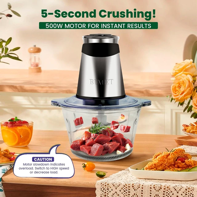 Alt view image 3 of 7 - 500W Meat Grinder 2×8-Cup Bowls 2 Blades Food Chopper
