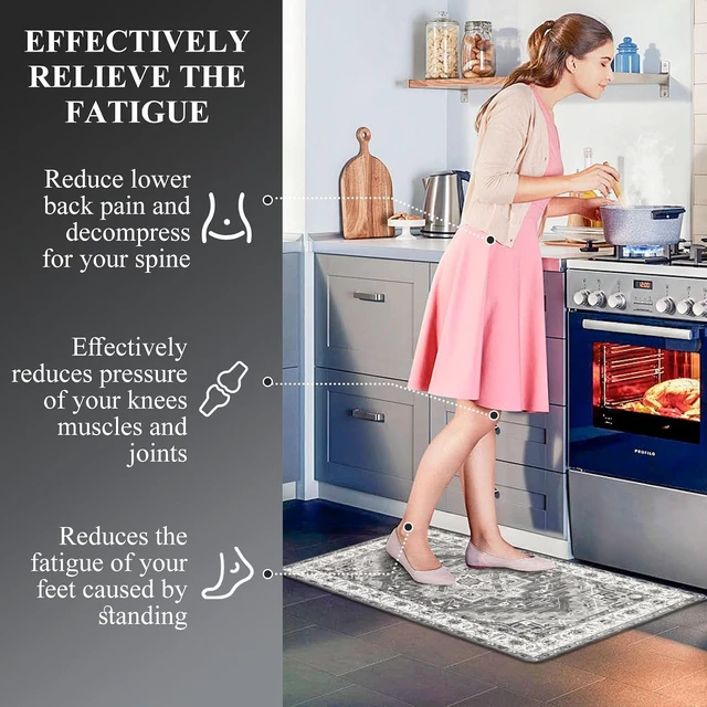 Alt view image 4 of 7 - Cushioned Kitchen Rug Sets 3 Piece Anti Fatigue Kitchen Mats for Floor Non Slip Waterproof Kitchen Rugs and Mats Comfort Standing Mat Runner for Home Office,Sink,Laundry