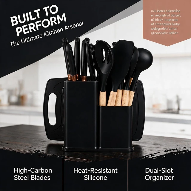 Alt view image 2 of 7 - 19-Piece Silicone Skitchen Utensils Set, Heat-Resistant Nonstick