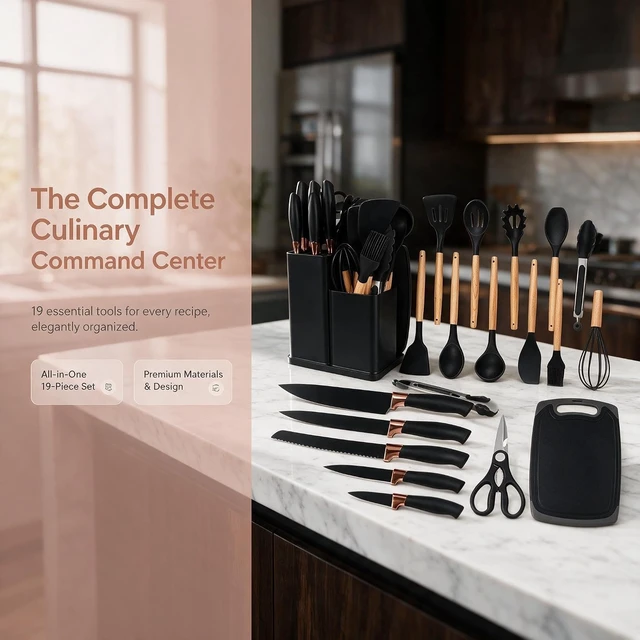 Alt view image 3 of 7 - 19-Piece Silicone Skitchen Utensils Set, Heat-Resistant Nonstick