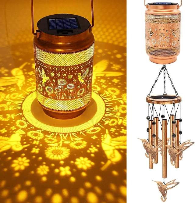 Main image of Hummingbird Solar Wind Chimes for Outside, Gifts for Mom Women Grandma Birthday Memorial Teacher, 32" Windchimes Outdoor Decor Hanging Solar Lantern for Garden Porch Patio Backyard