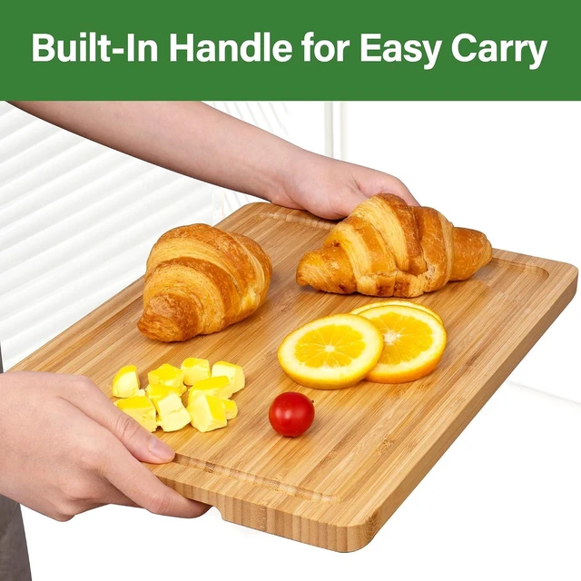 Alt view image 6 of 7 - Bamboo Cutting Board Set, 3-Piece Cutting Board with Stand & Hanging Hole