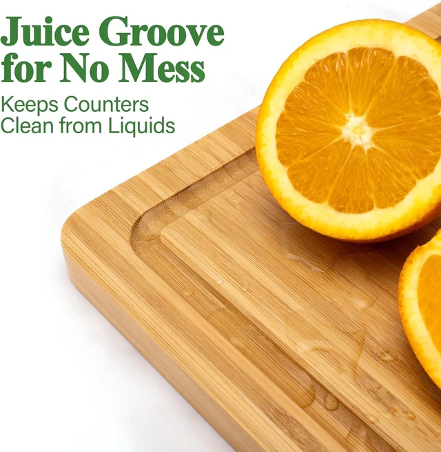 Alt view image 5 of 7 - Bamboo Cutting Board Set, 3-Piece Cutting Board with Stand & Hanging Hole