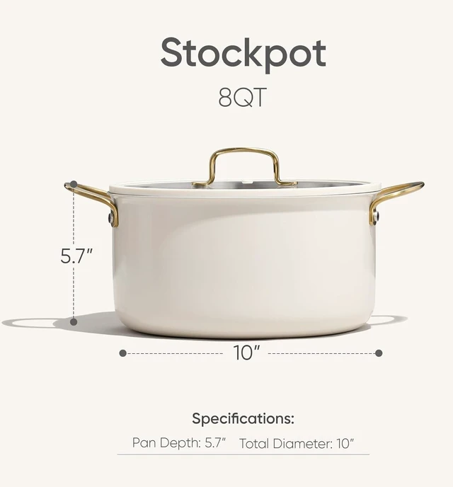 Alt view image 2 of 7 - 8QT Full Clad Tri Ply Stainless Steel Stock Pot with Lid