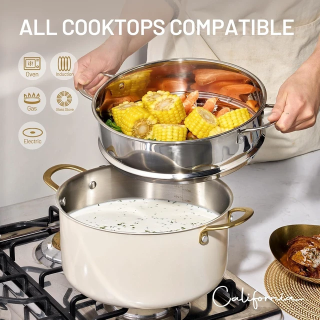 Alt view image 7 of 7 - 8QT Full Clad Tri Ply Stainless Steel Stock Pot with Lid