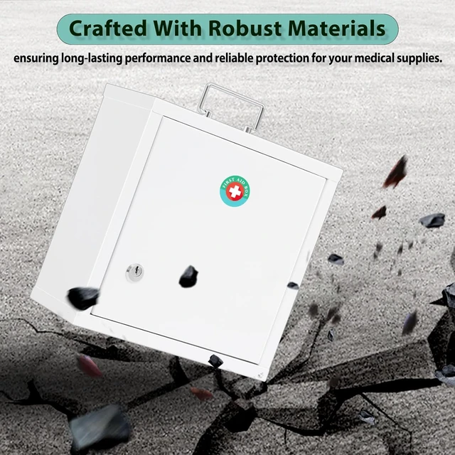 Alt view image 5 of 7 - Locking Medication Lock Box with Keys, Wall Mount, White