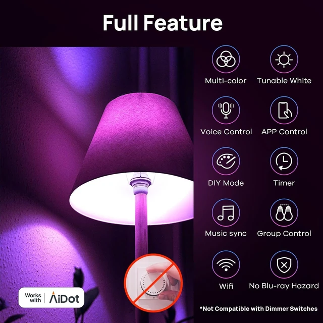 Alt view image 7 of 7 - Matter Smart Light Bulbs, Works with Home, Alexa, Google Home