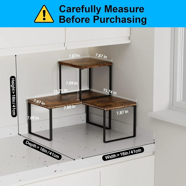 Alt view image 2 of 7 - Countertop Shelf, Kitchen Counter Organizer, Adjustable, Stackable