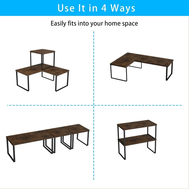Alt view image 7 of 7 - Countertop Shelf, Kitchen Counter Organizer, Adjustable, Stackable