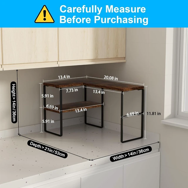 Alt view image 2 of 7 - Kitchen Counter Organizer, Countertop Shelf, Adjustable, Stackable
