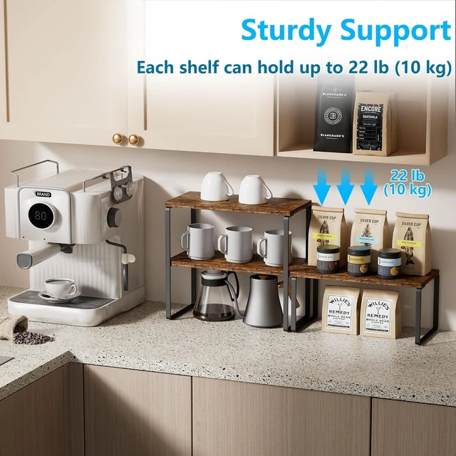 Alt view image 4 of 7 - Kitchen Counter Organizer, Countertop Shelf, Adjustable, Stackable