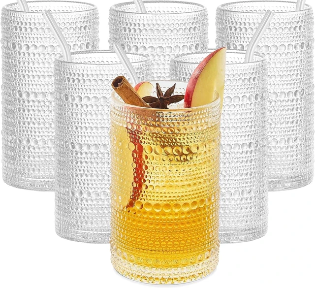 Main image of 16 Oz Hobnail Drinking Glasses Set of 6 - Clear Multipurpose Glassware Sets, Decorative & Stylish Glasses Drinking Set for Bar, Kitchen, Cocktail Glassware, Garden - Home, Dining, & Kitchen