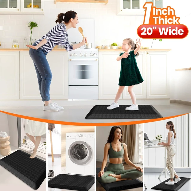 Alt view image 7 of 7 - 1" Thick Kitchen Mats for Floor, Water Resistant Floor Rug,Black/32" x 20"