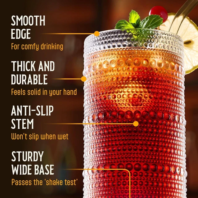 Alt view image 5 of 7 - 16 Oz Hobnail Drinking Glasses Set of 6 - Clear Multipurpose Glassware Sets, Decorative & Stylish Glasses Drinking Set for Bar, Kitchen, Cocktail Glassware, Garden - Home, Dining, & Kitchen
