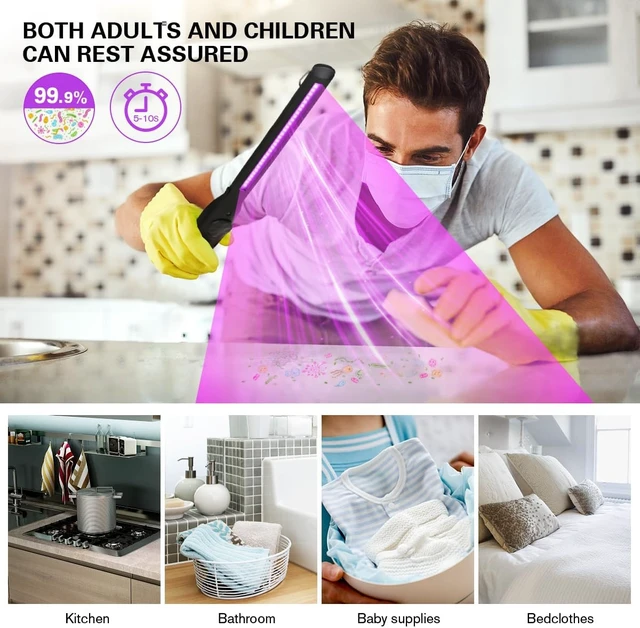 Alt view image 5 of 7 - UV Light Sanitizer, Portable UV Light Disinfection Lamp USB Rechargeable Ultraviolet Light Sanitizer for Home Hotel Travel Car UV Light Sanitizer Wand