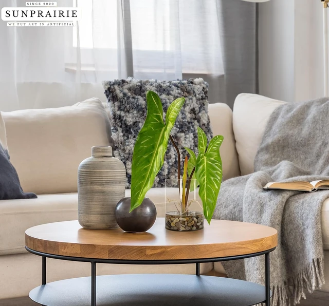 Alt view image 3 of 7 - Realistic Faux Plant in Clear Pot with Artificial Water, Narrow Arrowhead Leaves. Artificial Plants Indoor and Outdoor