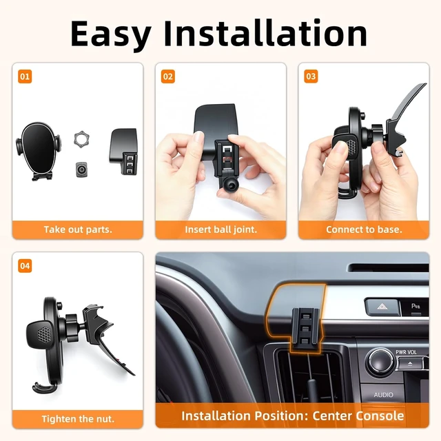 Alt view image 7 of 7 - Phone Holder for Rav4 (2013-2018), 360° Adjustable Dashboard Phone Mount, Hands Free Mobile Holder for Toyota Rav4, Car Mount for iPhone, & Android, Uber Accessories, Car Gifts for Men