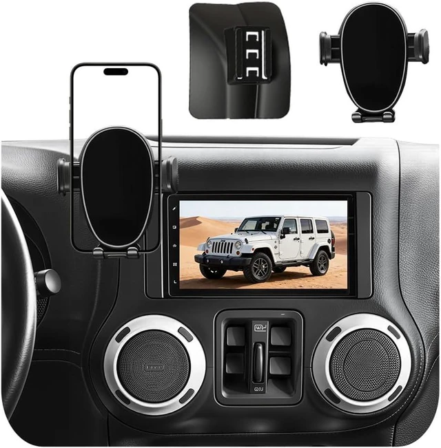Main image of Car Phone Holder for Jeep Wrangler (2011-2016 2017),Dashboard Phone Mount,360 Phone Holder Rotating,Hands Free Mobile Holder,Car Mount for iPhone, & Android,2015 Wrangler Interior Accessories