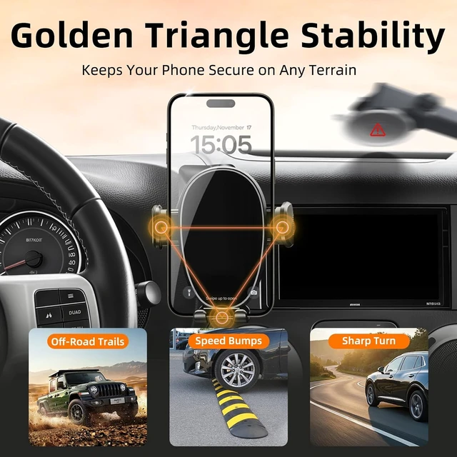 Alt view image 4 of 7 - Car Phone Holder for Jeep Wrangler (2011-2016 2017),Dashboard Phone Mount,360 Phone Holder Rotating,Hands Free Mobile Holder,Car Mount for iPhone, & Android,2015 Wrangler Interior Accessories