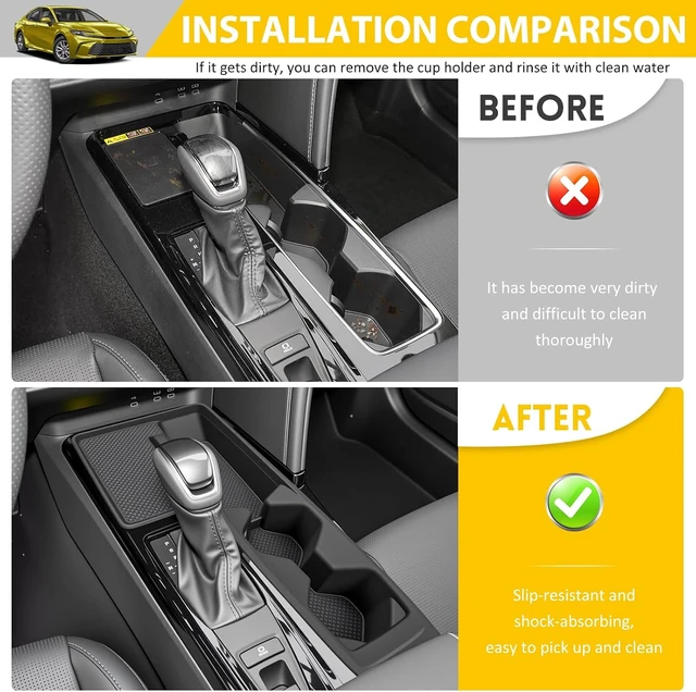 Alt view image 2 of 7 - Cup Holder for 2025 2026 Toyota Camry Center Console Cup Holder Insert with Wireless Charging Mat Cupholder Organizer Coaster Liner for 25 26 Camry Interior Accessories Black