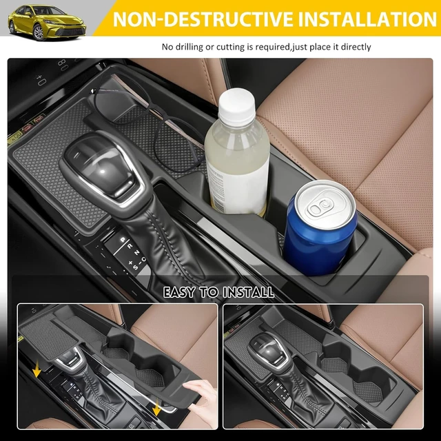 Alt view image 4 of 7 - Cup Holder for 2025 2026 Toyota Camry Center Console Cup Holder Insert with Wireless Charging Mat Cupholder Organizer Coaster Liner for 25 26 Camry Interior Accessories Black