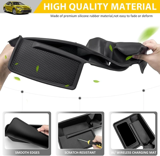 Alt view image 6 of 7 - Cup Holder for 2025 2026 Toyota Camry Center Console Cup Holder Insert with Wireless Charging Mat Cupholder Organizer Coaster Liner for 25 26 Camry Interior Accessories Black